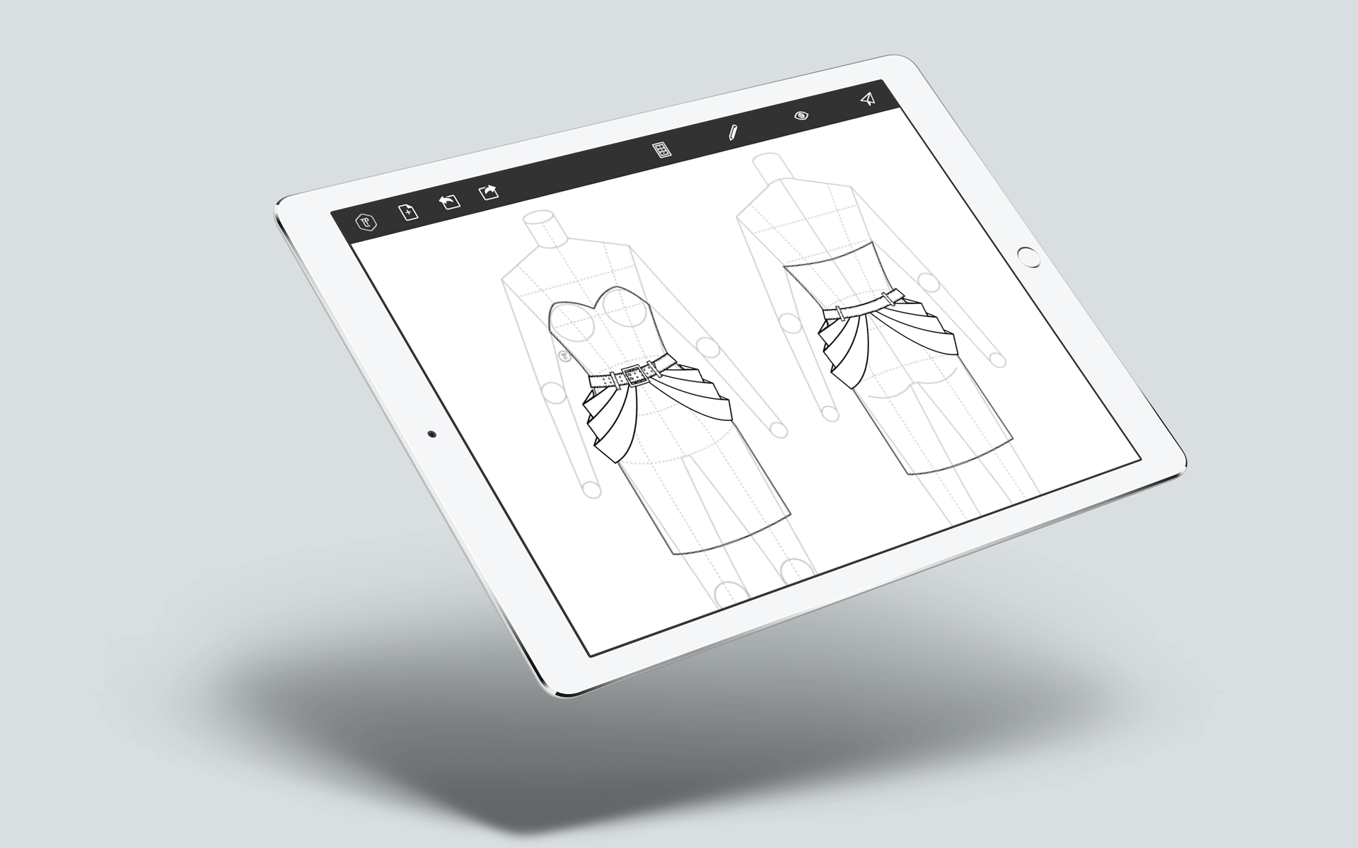 App para diseño de moda: Fashion Design App Flat Sketch