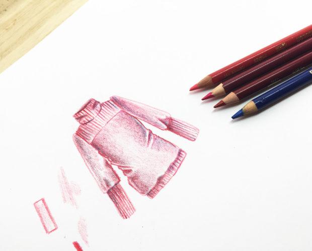 colorear un saco con lápices de color